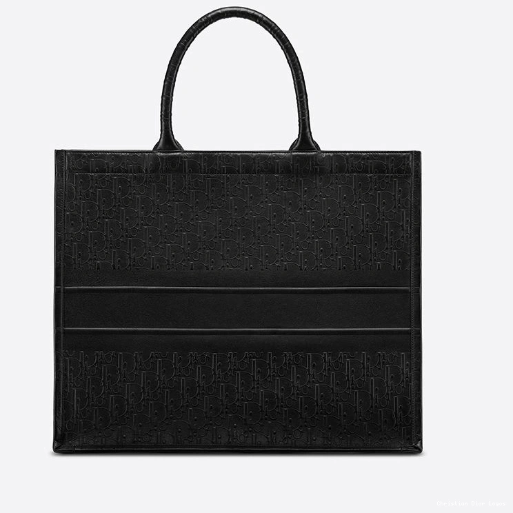 Cheap Book Dior Tote Oblique Embossed Black Calfskin 0813 Luxury